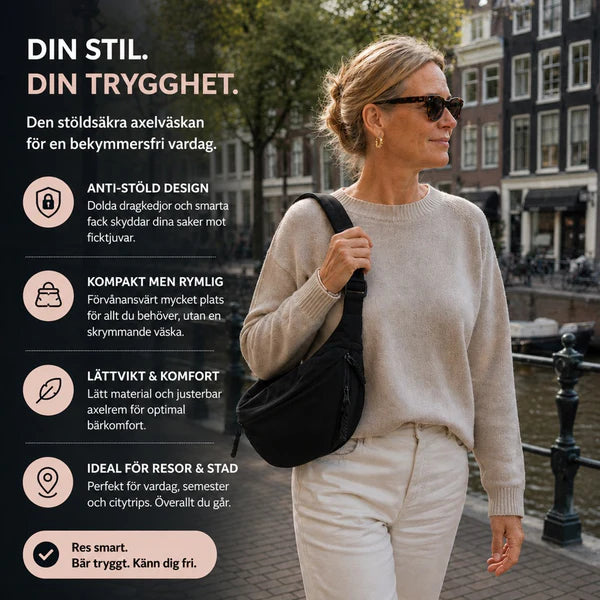 TrygTaske™ Tyverisikker Crossbody-Taske