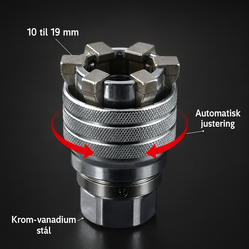 Universalhylse 10–19 mm – selvjusterende